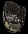 Polished Septarian Geode Sculpture - Black Crystals #37129-1